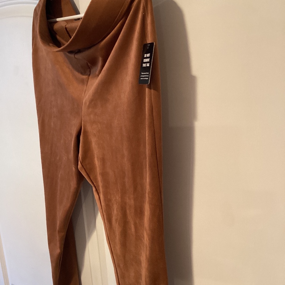 Express Large brown/ Dark tan stretchy winter leggings pants NWT